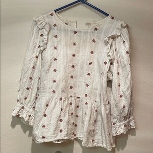 Universal Thread Embroidered Floral White Top